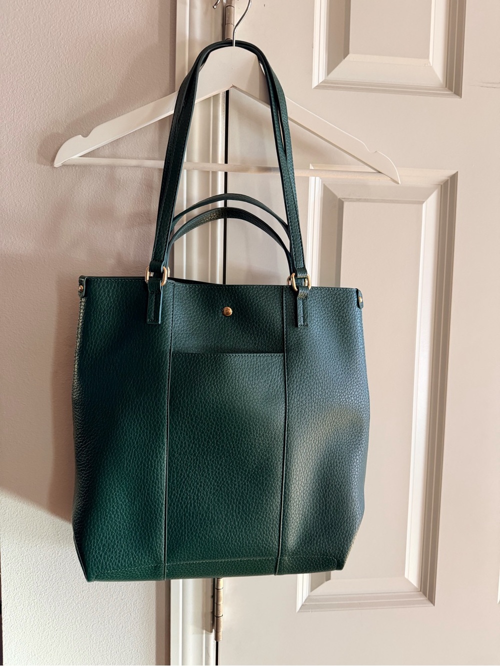 Textured Forest Green Tote Bag with Dual Straps